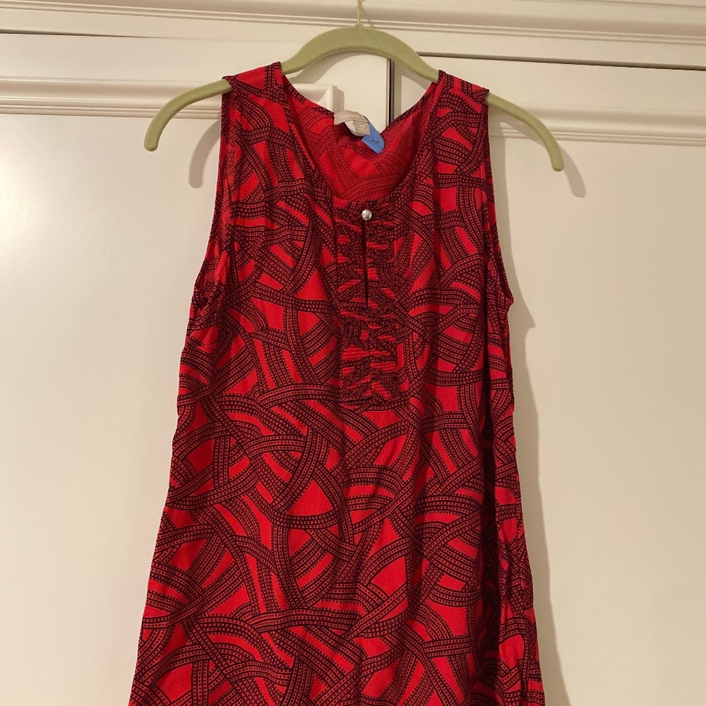 Red sleeveless top